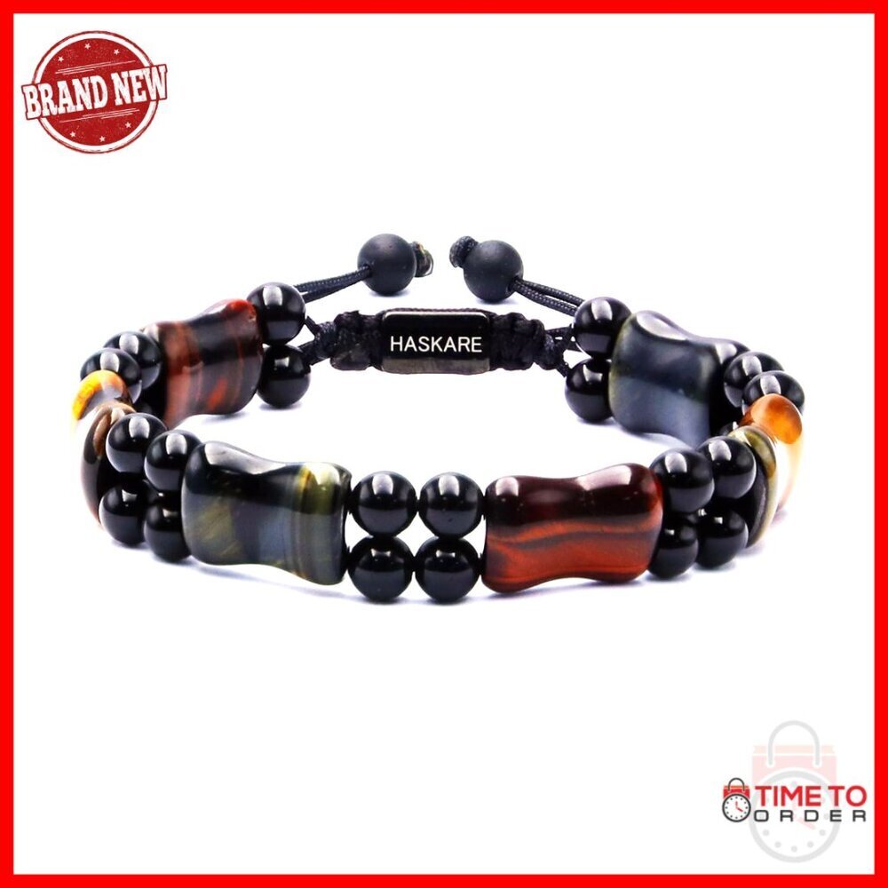 Men's Tiger Eye Crystal Bracelet Adjustable Drawstring Healing Energy Beads